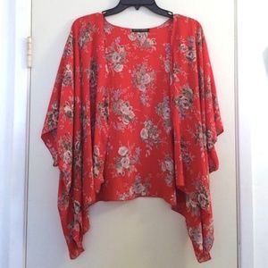 Brandy Melville Red Purple Floral Kimono